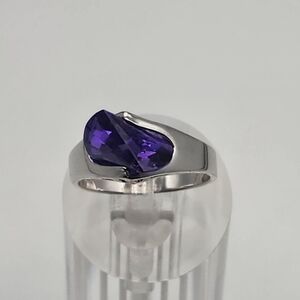 RS Covenant Silver Tone & Purple Lighthouse Lens Ring (7.75)